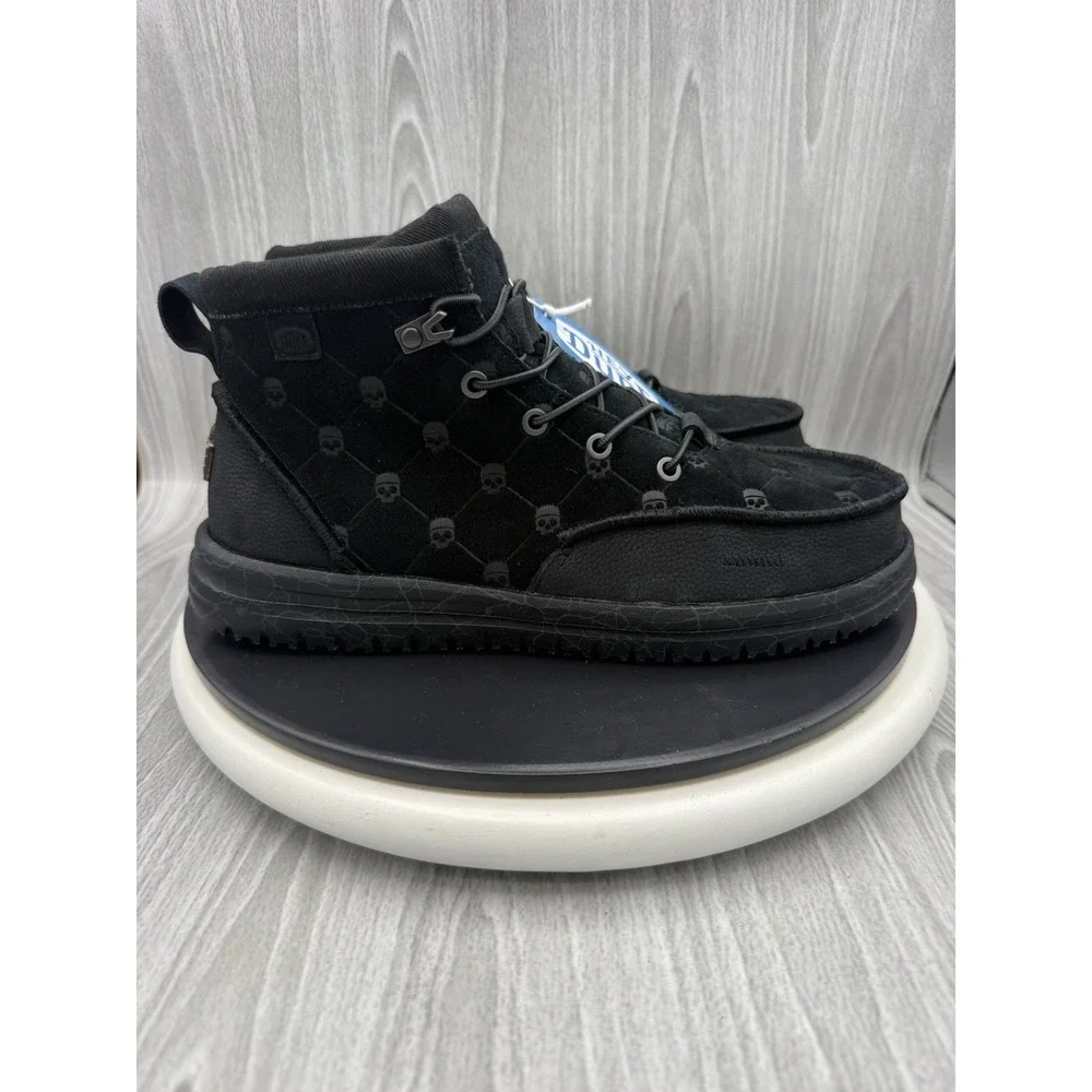 Hey Dude x Jelly Roll Mens Size 10 Black Suede Skull Chukka Ankle Boots Shoes